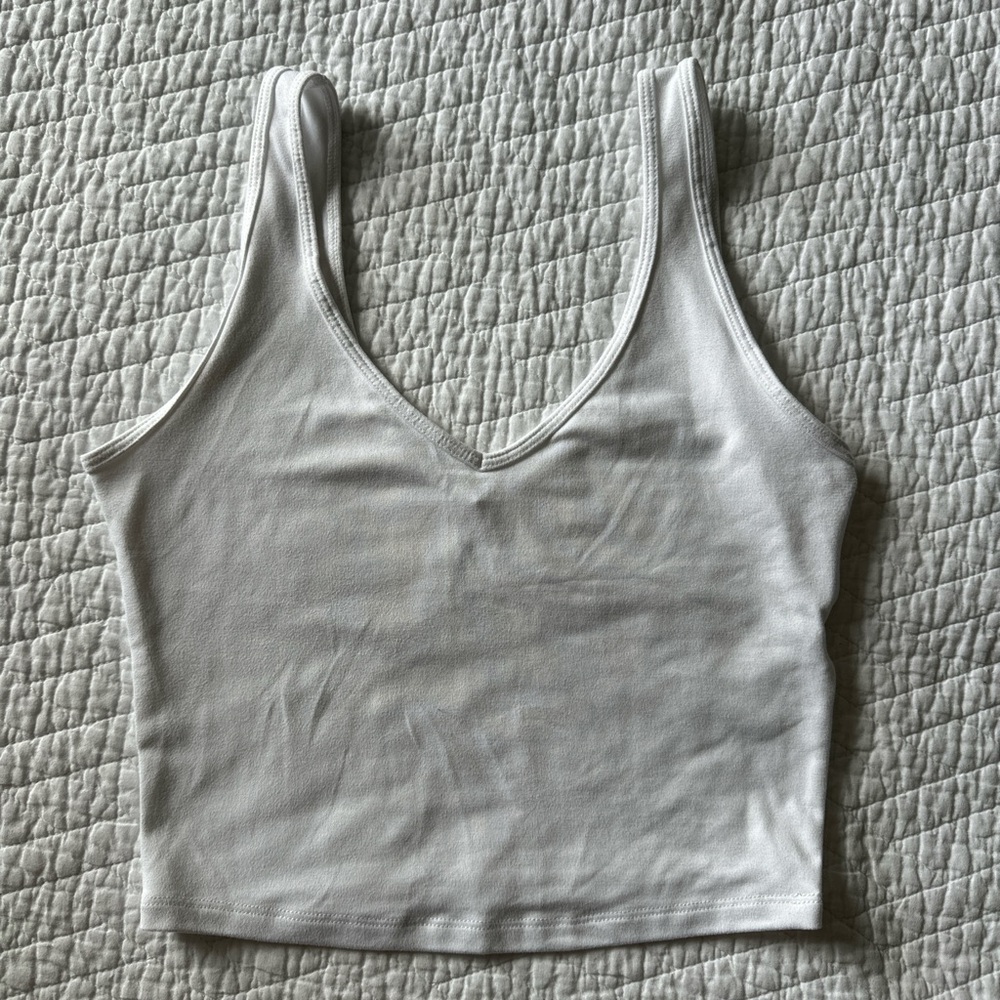 White V-Neck Cropped Tank Top